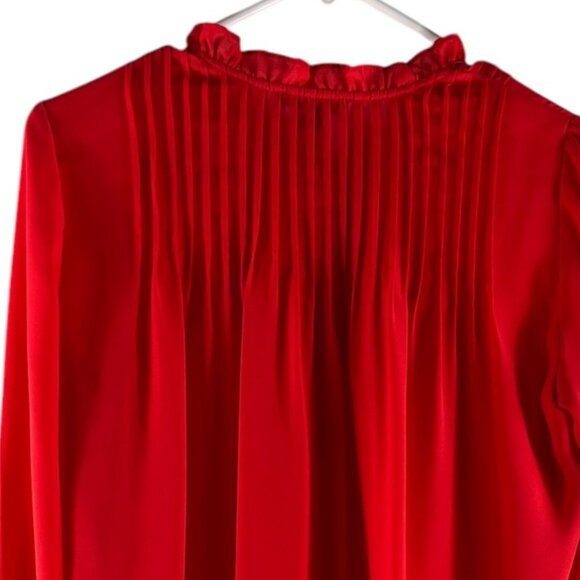 J. Crew Mercantile Burnt Red Orange Long Sleeve Blouse Pintuck Pleats Size 4 - Picture 3 of 12